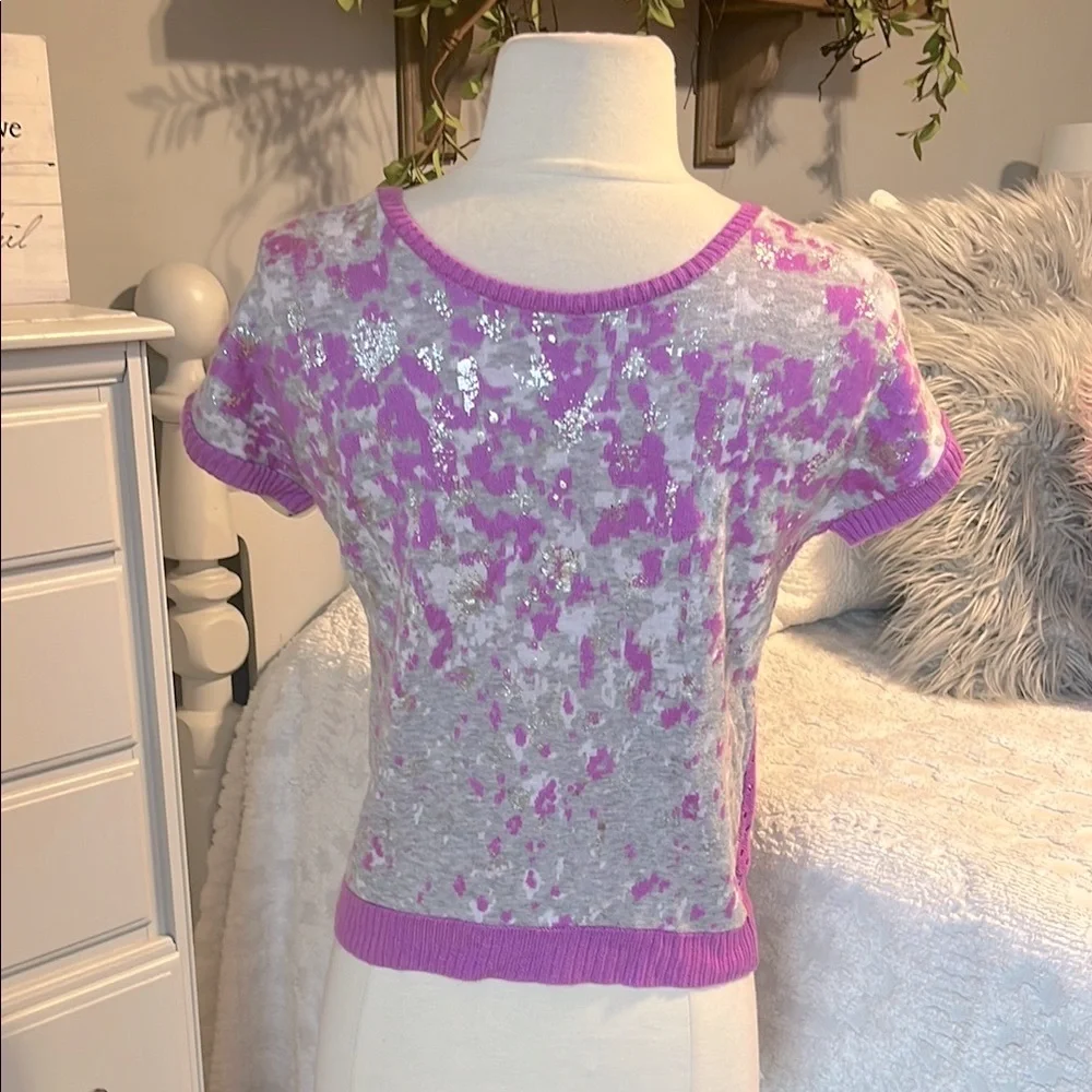 Justice Purple Gray Silver Short Sleeve Top